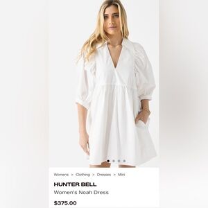HUNTER BELL Noah Dress White V-Neck Puff Sleeve Mini Sz Small NWOT main tags